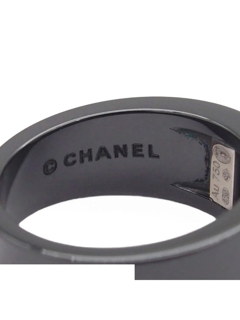 Chanel Cosmic Comet Ring Black White Gold Ceramic 18K Star Pave Diamond